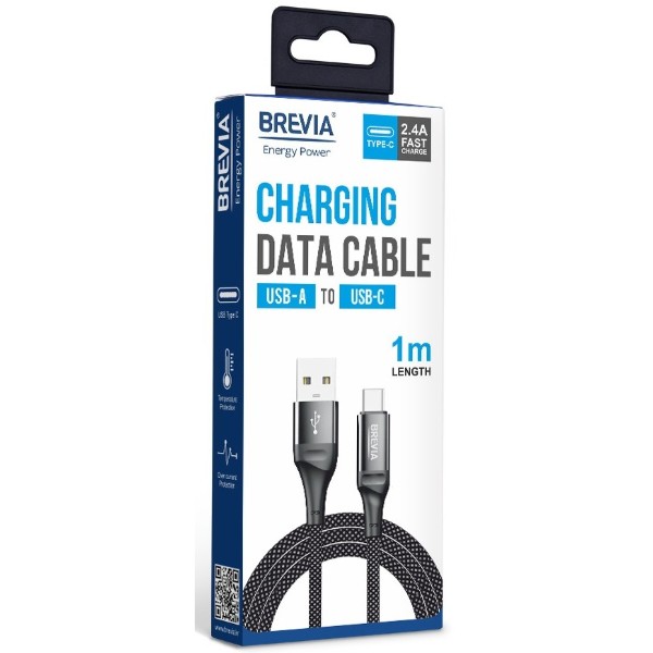 Фото - Кабель Brevia USB to Type-C 1m, black (56100BUCC1)