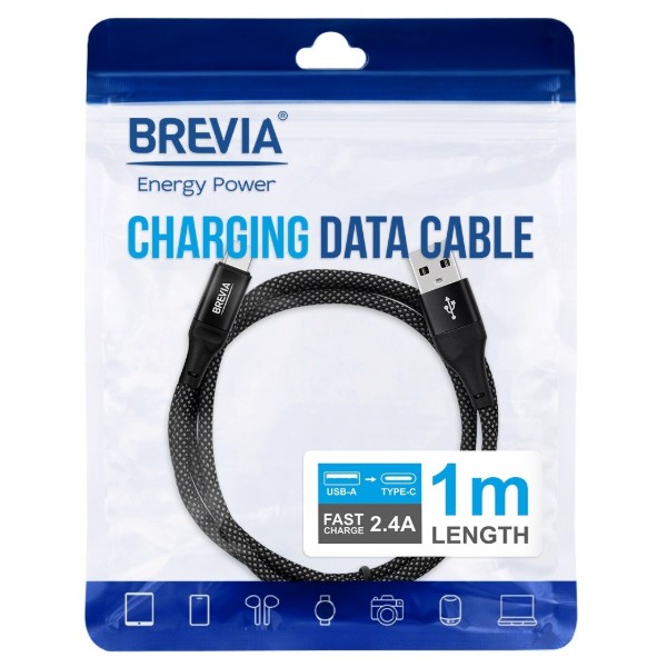 Фото - Кабель Brevia USB to Type-C 1m, black (56100BUCZ1)