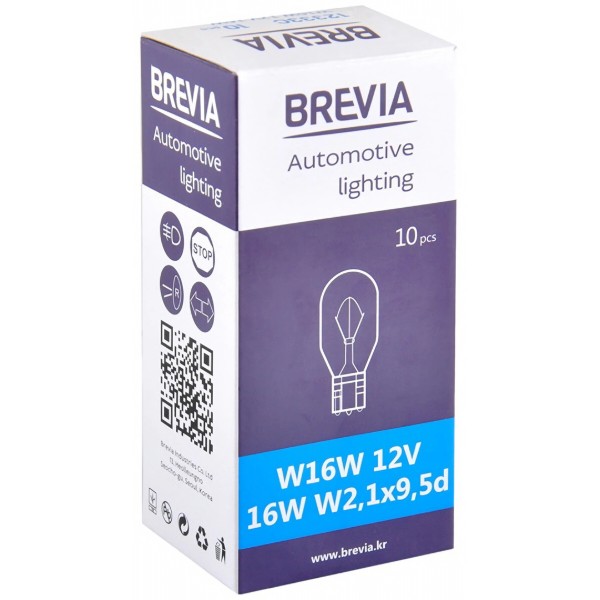 Фото - Автолампа Brevia W16W 12V 16W W2,1x9,5d CP (12333C)