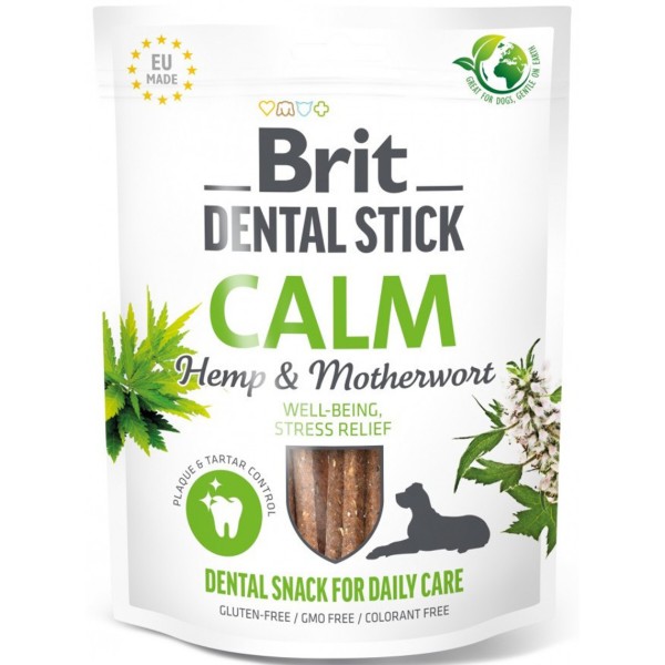 Фото - Ласощі для собак Brit Care Dental Stick Calm для дорослих з коноплею та пустирником заспокійливі 7 шт. 251 г (8595602564385)