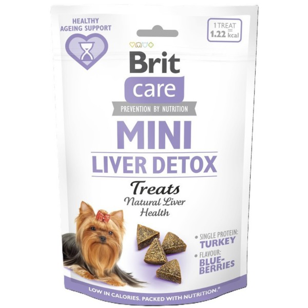 Фото - Лакомство для собак Brit Care Mini Treats Liver Detox малых пород детокс печени индейка вкус черника 50 г (8595602578573)