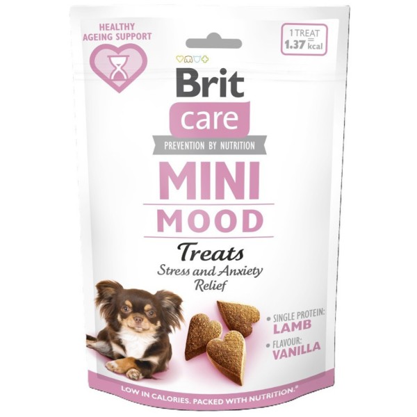 Фото - Лакомство для собак Brit Care Mini Treats Mood малых пород против стресса ягненка вкус ваниль 50 г (8595602578542)