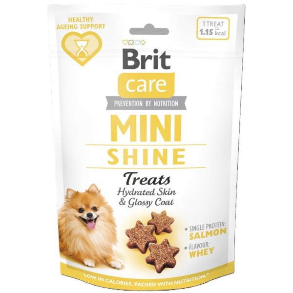 Фото - Ласощі для собак Brit Care Mini Treats Shine малих порід для блискучої шерсті лосось 50 г (8595602578566)
