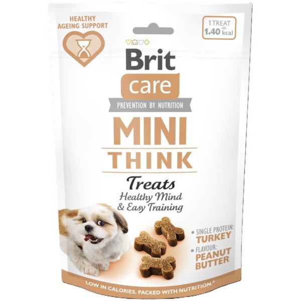 Фото - Лакомство для собак Brit Care Mini Treats Think малых пород для умственных способностей индейка вкус арахисовое масло 50 г (8595602578559)