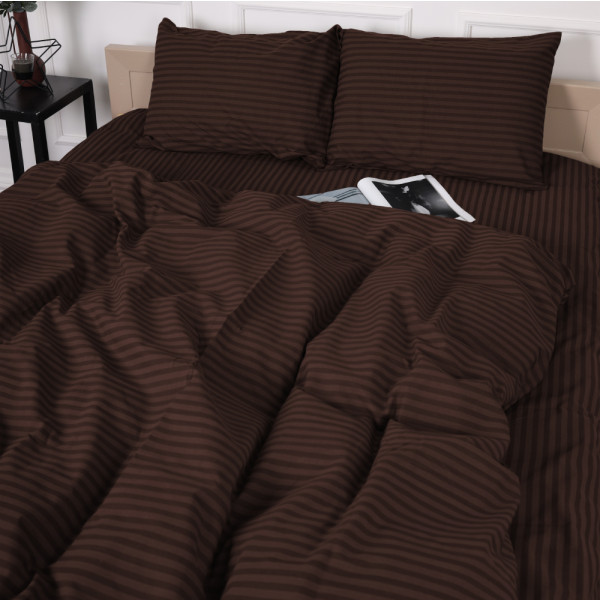 Фото - Комплект постільної білизни MirSon Бязь 17-0617 Stripe Brown 2x160x220 см (2200008203016)
