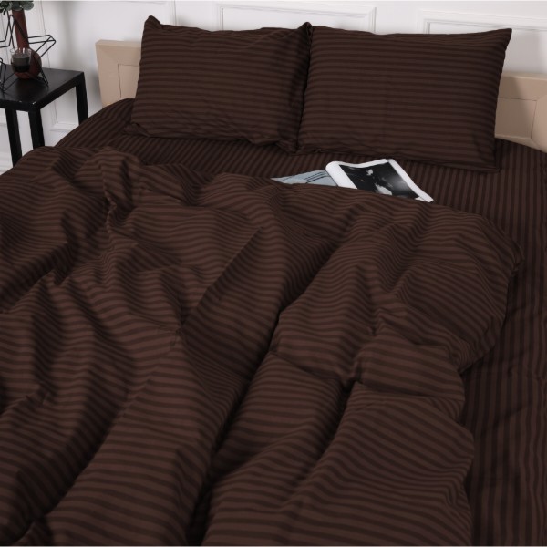 Фото - Комплект постільної білизни MirSon Бязь 17-0617 Stripe Brown 175х210 (2200008202736)