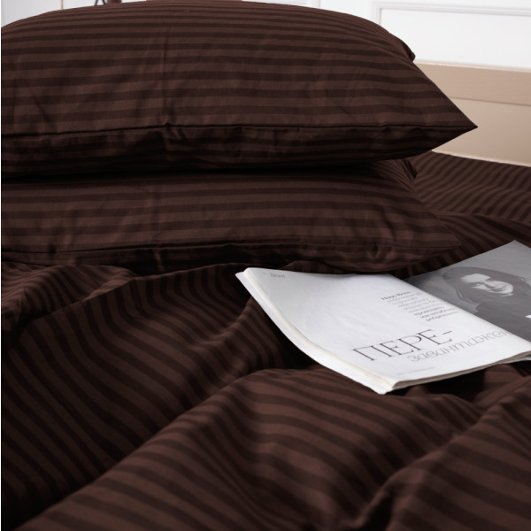 Фото - Комплект постільної білизни MirSon Бязь 17-0617 Stripe Brown 2x160x220 см (2200008203016)