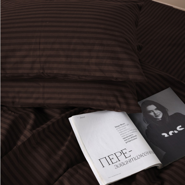 Фото - Комплект постільної білизни MirSon Бязь 17-0617 Stripe Brown 2x160x220 см (2200008203016)