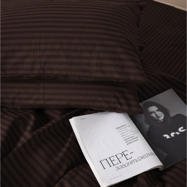 Фото - Комплект постільної білизни MirSon Бязь 17-0617 Stripe Brown 175х210 (2200008202736)