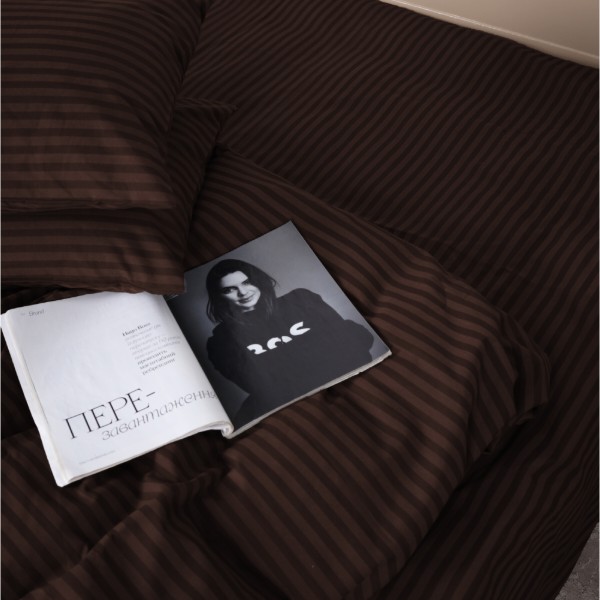 Фото - Комплект постільної білизни MirSon Бязь 17-0617 Stripe Brown 175х210 (2200008202736)