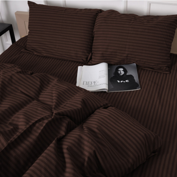 Фото - Комплект постільної білизни MirSon Бязь 17-0617 Stripe Brown 2x160x220 см (2200008203016)