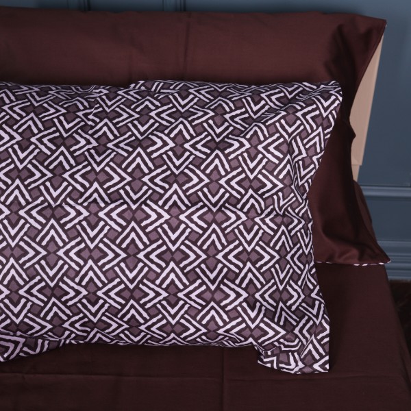 Фото - Наволочка MirSon Сатин 22-1385 Brown Geometry 70х70 см (2200010472608)