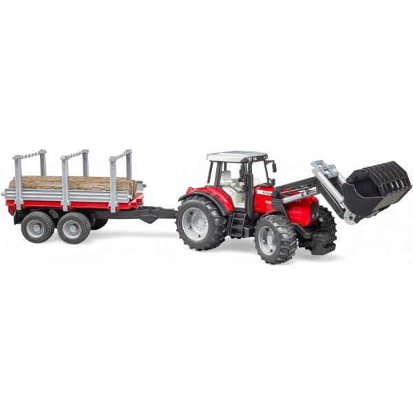 Фото - Наземна будівельна техніка BRUDER Трактор Massey Ferguson з причіпом (02046)