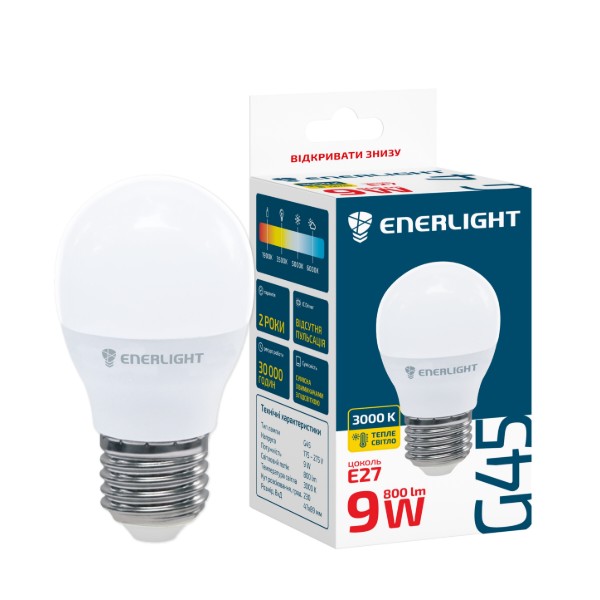 Фото - Лампочка світлодіодна Enerlight G45 9Вт 3000K E27