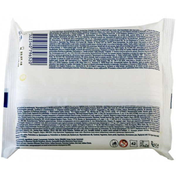 Фото - Вологий туалетний папір Zewa Natural Camomile 42 шт. (7322540796520)