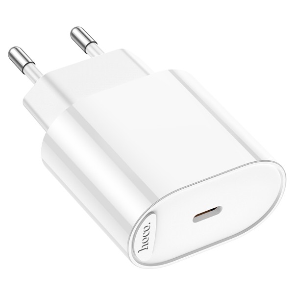 Фото - Мережевий зарядний пристрій HOCO C109A (PD20W) Fighter single port PD20W charger White (6942007656658)