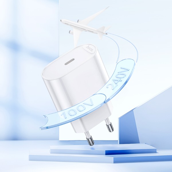 Фото - Мережевий зарядний пристрій HOCO C109A (PD20W) Fighter single port PD20W charger White (6942007656658)