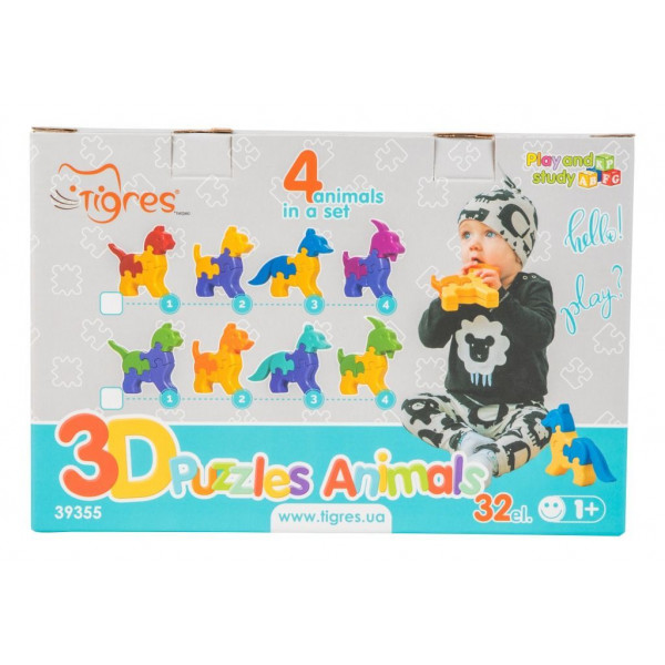 Фото - Пазли (до 2 років) Tigres Тварини 4 шт. 32 ел. (39355)