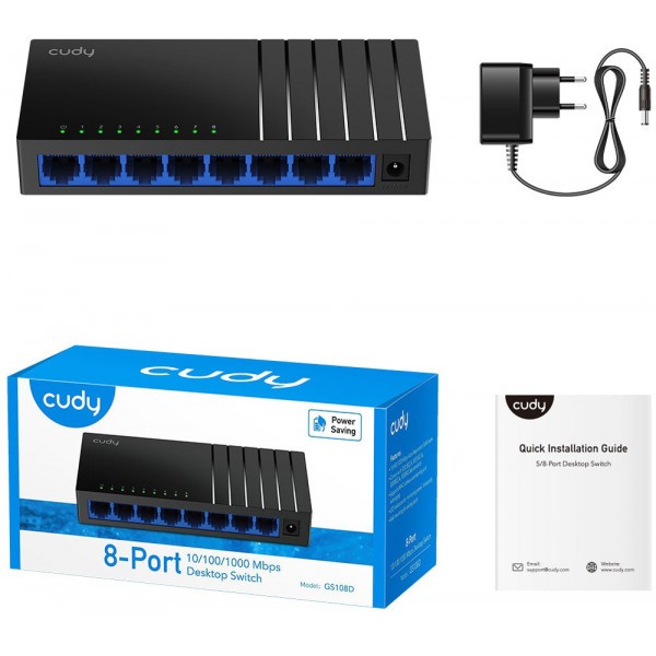 Фото - Коммутатор локальної мережі (Switch) Cudy GS108D