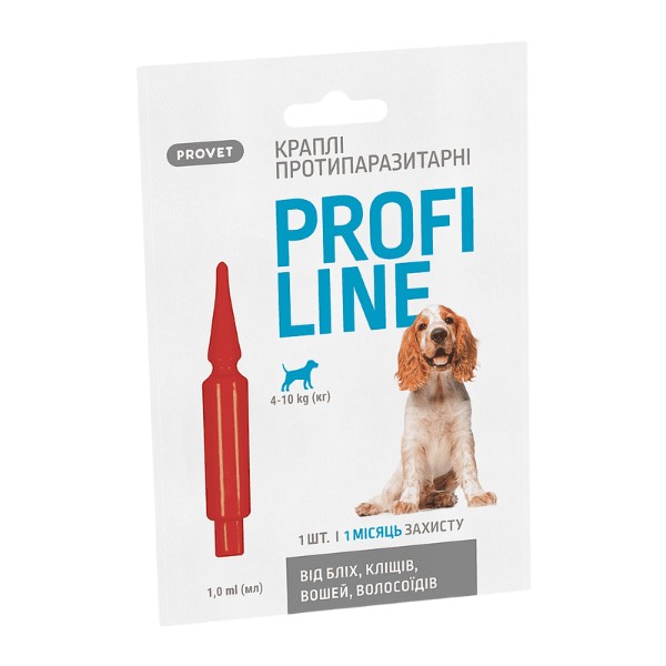 Фото - Краплі для собак ProVET PROFILINE 4-10 кг інсектоакарицид 1 шт. по 1 мл (4823082431083)