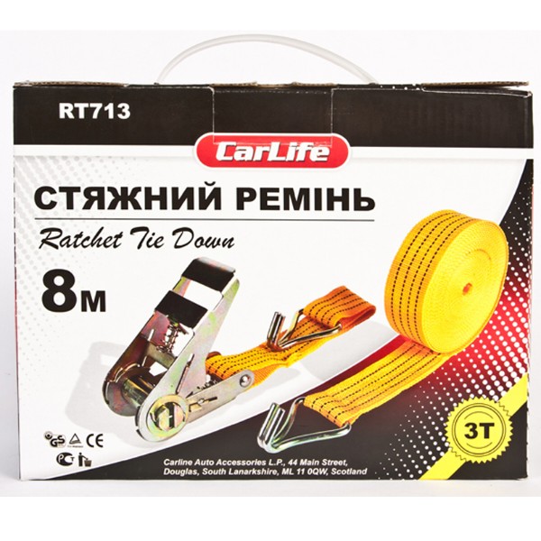 Фото - Стяжной ремень CarLife с замком 3т 8м (RD713)