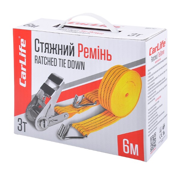 Фото - Стяжной ремень CarLife с замком 3т 6м (RD712)