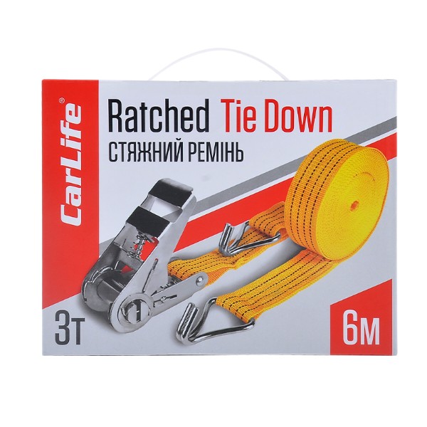 Фото - Стяжной ремень CarLife с замком 3т 6м (RD712)