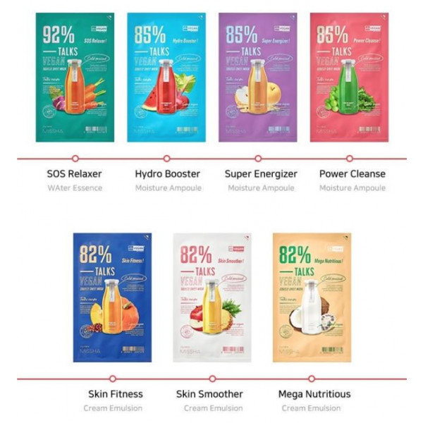 Фото - Маска для обличчя Missha тканевая Talk Vegan Squeeze Super Energizer 27 г (8809643533751)
