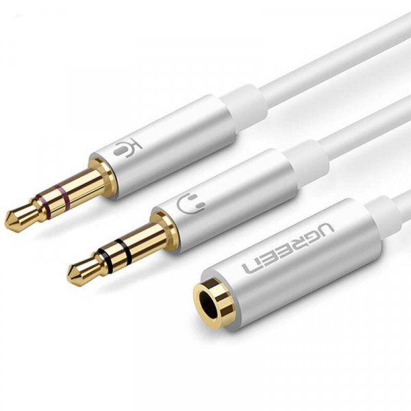 Фото - Кабель 3.5 мм - 3.5 мм UGREEN AUX 3.5мм TRRS - TRSx2 M/M Aluminum Case AV140 White (10790)