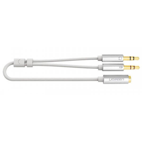 Фото - Кабель 3.5 мм - 3.5 мм UGREEN AUX 3.5мм TRRS - TRSx2 M/M Aluminum Case AV140 White (10790)
