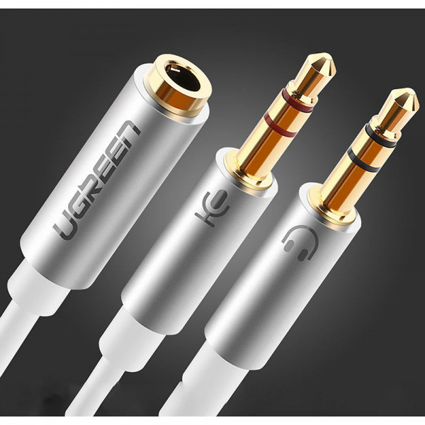 Кабель 3.5 мм -3.5 мм UGREEN AUX 3.5мм TRRS - TRSx2 M/M Aluminum Case ...