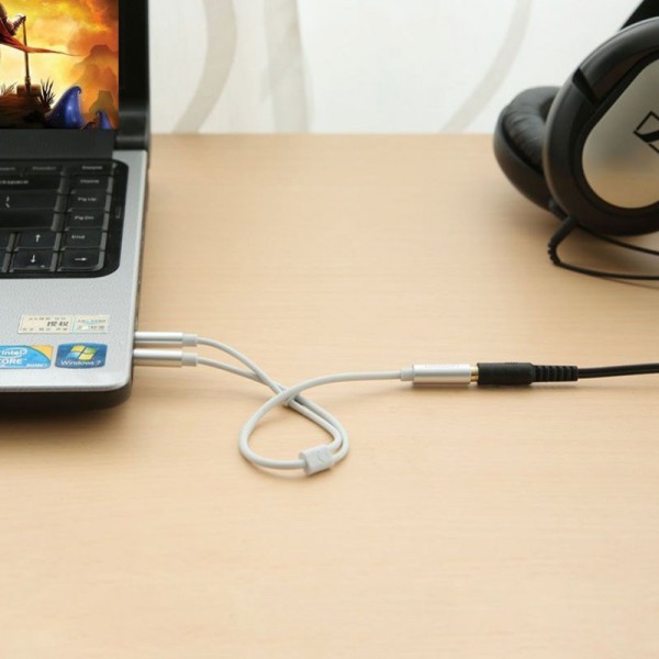 Фото - Кабель 3.5 мм - 3.5 мм UGREEN AUX 3.5мм TRRS - TRSx2 M/M Aluminum Case AV140 White (10790)