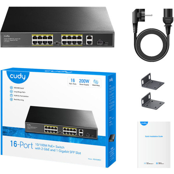 Фото - Коммутатор локальної мережі (Switch) Cudy FS1018PS1