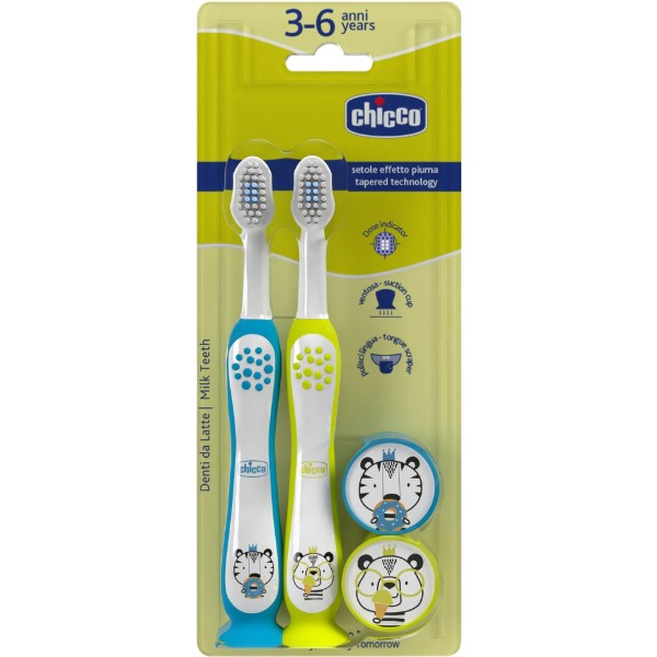 Фото - Зубная щетка мануальная детская Chicco 3-6 лет 2 шт. (мальчик) (12084.11)