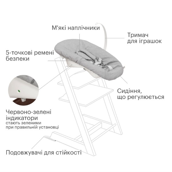 Фото - Стільчик для годування класичний Stokke крісло Tripp Trapp Newborn Grey