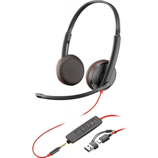 Фото - Гарнитура проводная Poly BlackWire C3225 USB-C HS Stereo +3.5mm Plug +USB-C/A Adapter (8X229A6)