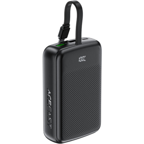 Фото - Батарея мобільна AceFast 20000mAh 22.5W PD QC3.0 USB-A+USB-C cable M14 Black (6974316283966)