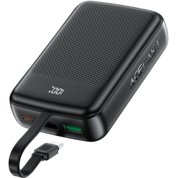 Фото - Батарея мобільна AceFast 20000mAh 22.5W PD QC3.0 USB-A+USB-C cable M14 Black (6974316283966)