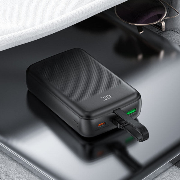 Фото - Батарея мобільна AceFast 20000mAh 22.5W PD QC3.0 USB-A+USB-C cable M14 Black (6974316283966)