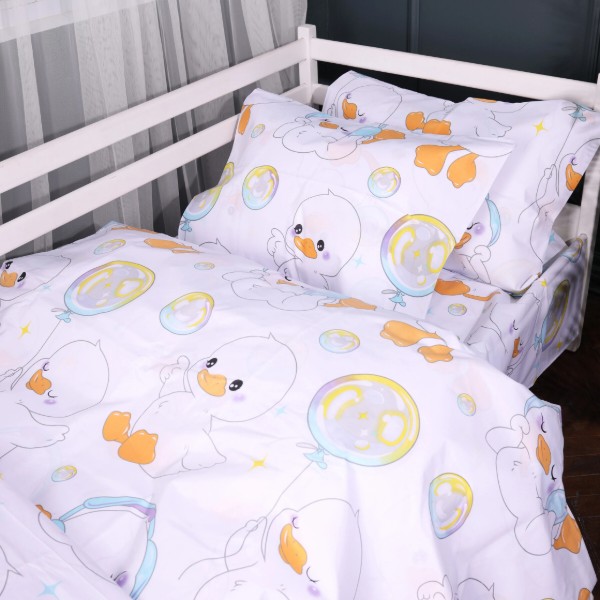 Фото - Комплект постільної білизни MirSon King Size 220х240 см Kids Time 17-0895 Baby Ducks white Бязь (2200012393161)