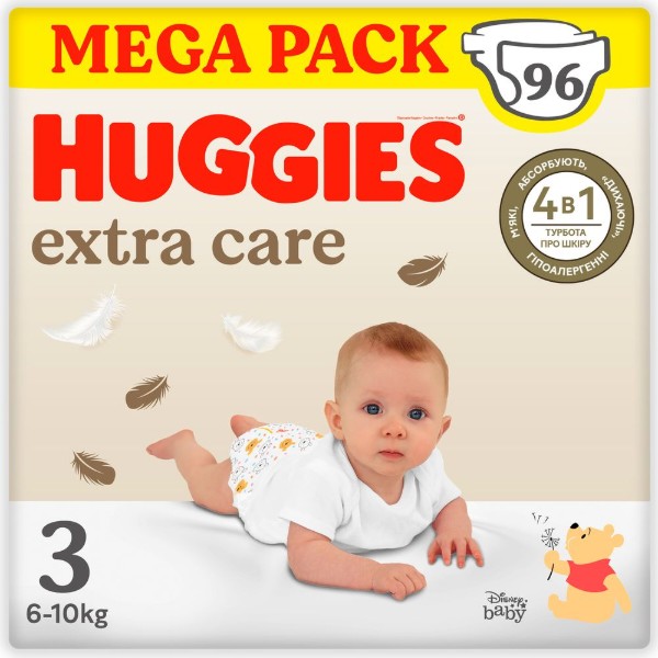 Фото - Одноразовые подгузники Huggies Extra Care Size Размер 3 (6-10 кг), 96 шт. (5029053577944)