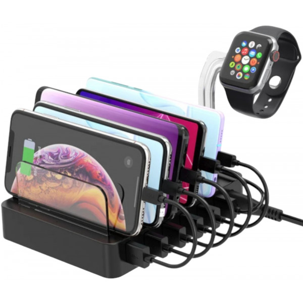 Фото - Бездротовий зарядний пристрій Choetech 6xUSB 68W (Q3008-EU-BK)
