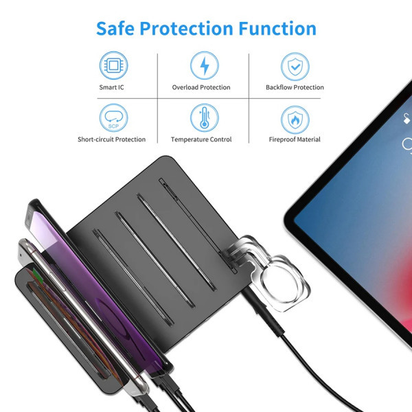 Фото - Бездротовий зарядний пристрій Choetech 6xUSB 68W (Q3008-EU-BK)