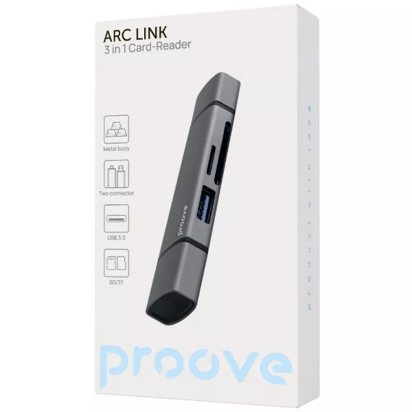 Фото - Кардридер Proove Arc Link 3 in 1 (USB3.0 + SD Card + Micro SD Card) Silver (HBAL00210014)