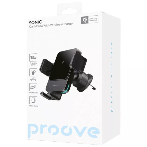 Фото - Автодержатель с беспроводной зарядкой Proove Sonic 15W