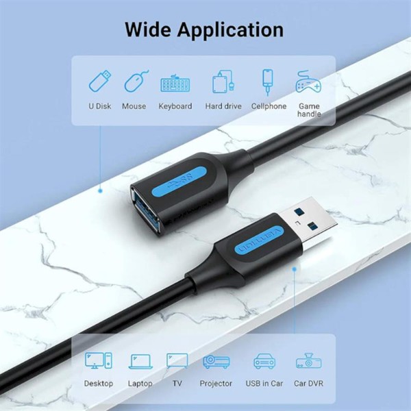 Фото - Кабель USB type A - USB type A Vention USB - USB (M/F) 0.5 м Black (CBHBD)