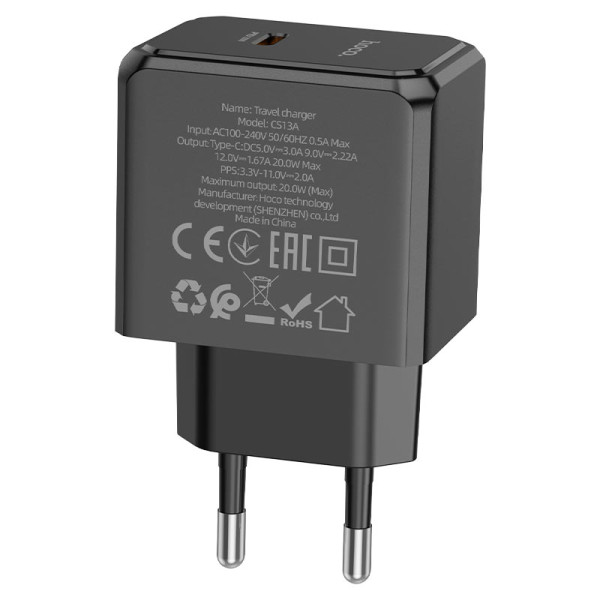 Фото - Мережевий зарядний пристрій HOCO CS13A PD20W charger set Type-C Black (6942007603843)