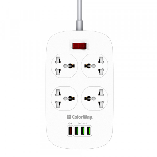 Фото - Мережевий фільтр Colorway 4 розетки/4USB White (CW-CHU44QW)