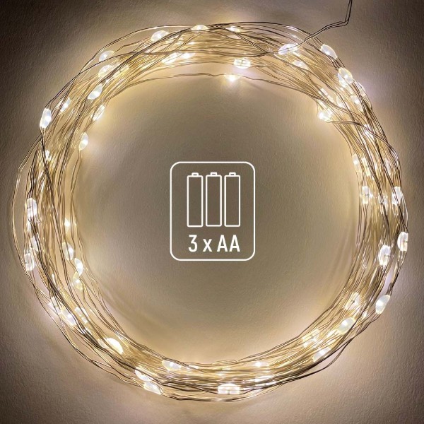 Фото - Гірлянда лінійна Colorway LED 100 10м теплий колір 3AA Battery (CW-G-100L10NB)