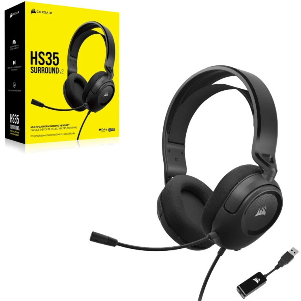 Фото - Гарнітура дротова ігрова Corsair HS35 Surround v2 Multiplatform Gaming Carbon (CA-9011386-EU)